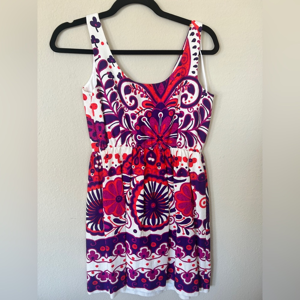 Trina Turk Purple and Pink Patterned Mini Dress